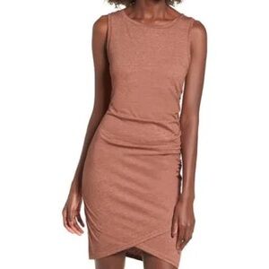 Leith Womens Ruched Side Sleeveless Bodycon Mini Dress Terracotta XS